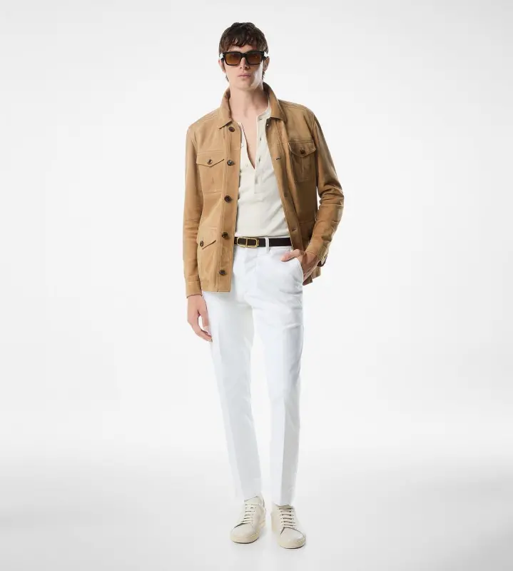 SUEDE FOUR POCKET JACKET TAN online